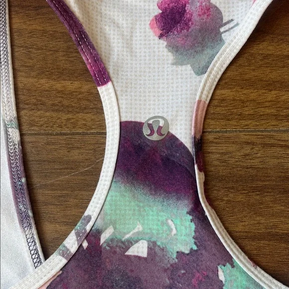 Lululemon Athletica Floral Tank Top - Pink Purple White Gym Exercise - Picture 6 of 6